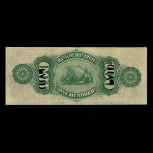 Canada, Bank of Montreal, 100 dollars : June 6, 1871