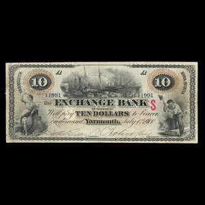 Canada, Exchange Bank of Yarmouth, 10 dollars : July 1, 1900