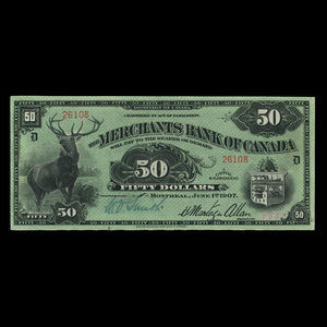 Canada, Merchants Bank of Canada (The), 50 dollars : June 1, 1907