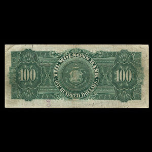 Canada, Molsons Bank, 100 dollars : January 2, 1914