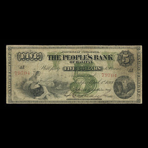 Canada, People's Bank of Halifax, 5 dollars : April 1, 1899