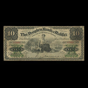 Canada, People's Bank of Halifax, 10 dollars : November 1, 1894