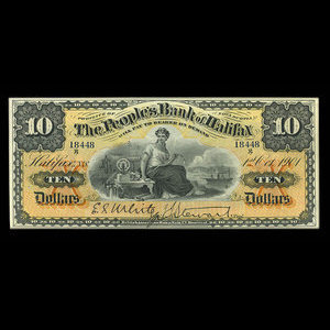 Canada, People's Bank of Halifax, 10 dollars : October 1, 1901
