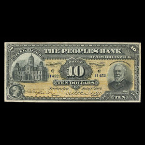 Canada, Peoples Bank of New Brunswick, 10 dollars : July 1, 1904