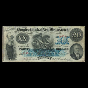 Canada, Peoples Bank of New Brunswick, 20 dollars : June 22, 1897