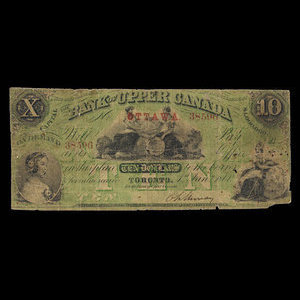 Canada, Bank of Upper Canada (York), 10 dollars : January 1, 1861