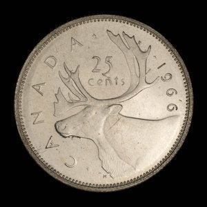 Canada, Elizabeth II, 25 cents : 1966