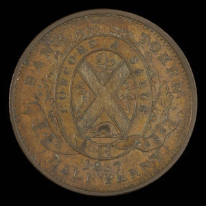 Canada, City Bank (Montreal), 1/2 penny : 1837