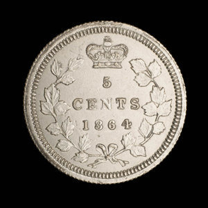 Canada, Victoria, 5 cents : 1864