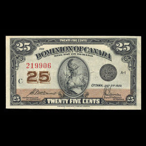 Canada, Dominion of Canada, 25 cents : July 2, 1923