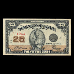 Canada, Dominion of Canada, 25 cents : July 2, 1923