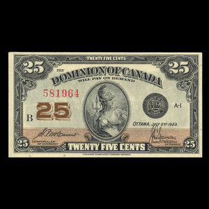 Canada, Dominion of Canada, 25 cents : July 2, 1923