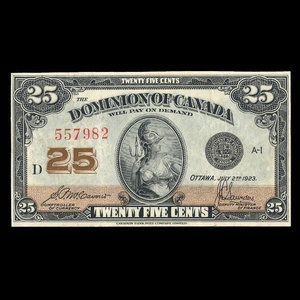 Canada, Dominion of Canada, 25 cents : July 2, 1923