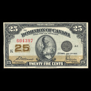 Canada, Dominion of Canada, 25 cents : July 2, 1923