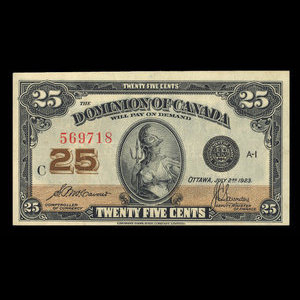 Canada, Dominion of Canada, 25 cents : July 2, 1923