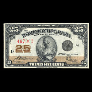 Canada, Dominion of Canada, 25 cents : July 2, 1923