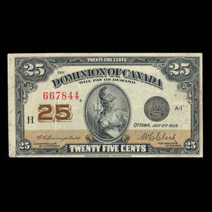 Canada, Dominion of Canada, 25 cents : July 2, 1923