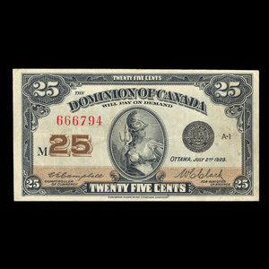 Canada, Dominion of Canada, 25 cents : July 2, 1923