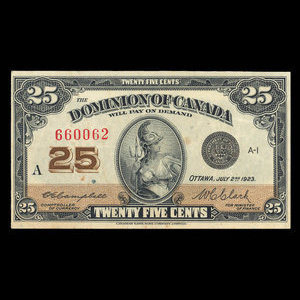 Canada, Dominion of Canada, 25 cents : July 2, 1923