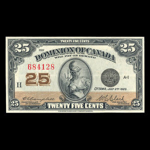 Canada, Dominion of Canada, 25 cents : July 2, 1923