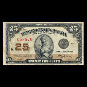 Canada, Dominion of Canada, 25 cents : July 2, 1923