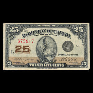 Canada, Dominion of Canada, 25 cents : July 2, 1923