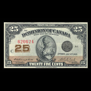 Canada, Dominion of Canada, 25 cents : July 2, 1923