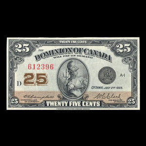 Canada, Dominion of Canada, 25 cents : July 2, 1923