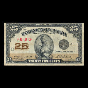 Canada, Dominion of Canada, 25 cents : July 2, 1923