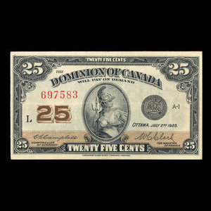 Canada, Dominion of Canada, 25 cents : July 2, 1923