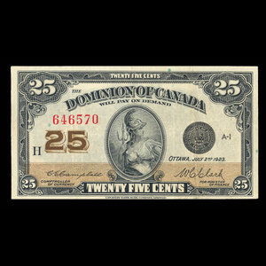 Canada, Dominion of Canada, 25 cents : July 2, 1923