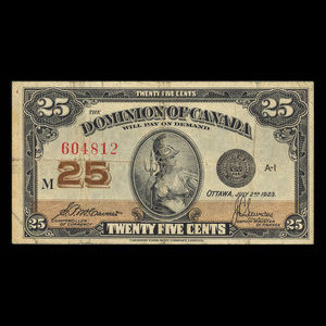 Canada, Dominion of Canada, 25 cents : July 2, 1923