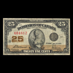 Canada, Dominion of Canada, 25 cents : July 2, 1923