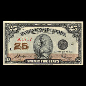 Canada, Dominion of Canada, 25 cents : July 2, 1923