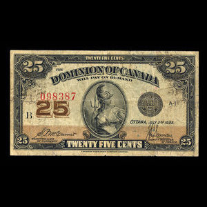 Canada, Dominion of Canada, 25 cents : July 2, 1923