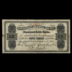 Canada, Newfoundland - Department of Public Works, 50 cents : 1905