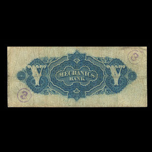 Canada, Mechanics Bank (Montreal), 5 dollars : June 1, 1872