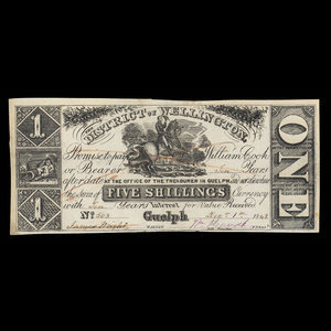 Canada, District of Wellington, 1 dollar : December 1, 1868