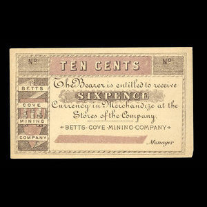 Canada, Betts Cove Mining Company, 10 cents : 1886