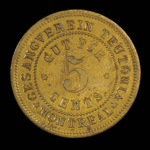 Canada, Gesangverein Teutonia, 5 cents : 1888