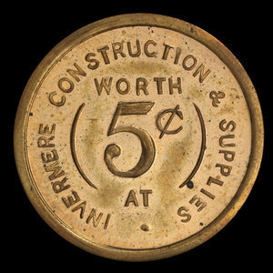 Canada, Invermere Construction & Supplies, 5 cents : 1958