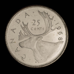 Canada, Elizabeth II, 25 cents : 1968