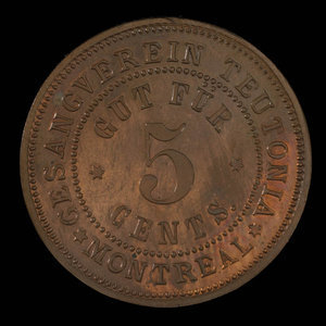 Canada, Gesangverein Teutonia, 5 cents : 1888