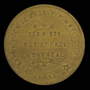 Canada, Ludger Gravel, no denomination : 1892