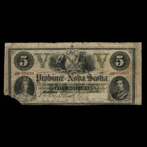 Canada, Province of Nova Scotia, 5 dollars : June 1, 1861