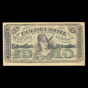 Canada, Yamaska Hotel, 15 cents, expenses : December 11, 1885