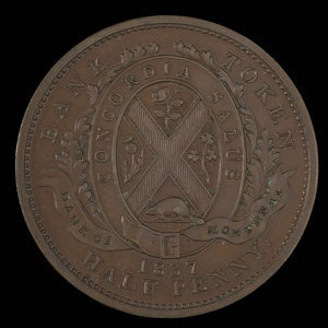 Canada, Bank of Montreal, 1/2 penny : 1837