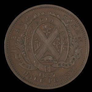 Canada, Bank of Montreal, 1/2 penny : 1837