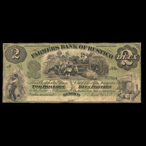 Canada, Farmers Bank of Rustico, 2 dollars : January 2, 1872
