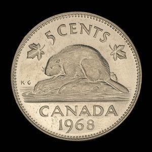 Canada, Elizabeth II, 5 cents : 1968